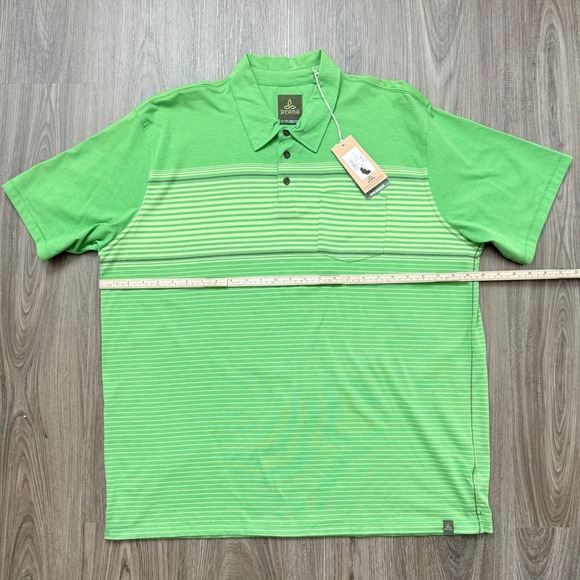 Prana XXL Green (seaweed) Striped Organic Cotton Short Sleeve Marco Polo NWT - Picture 6 of 8